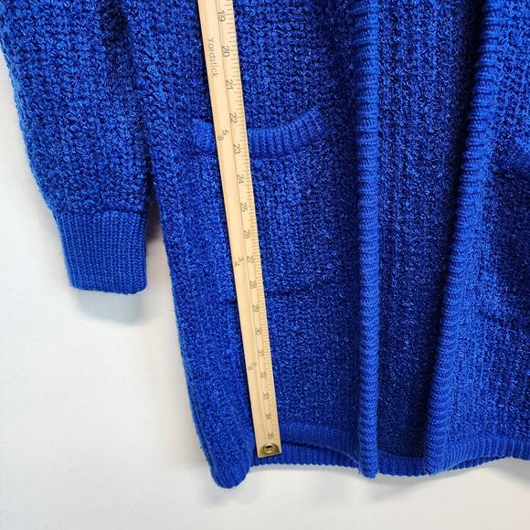 Monto Par le Chois Longline Cardigan Jacket Size L Blue Boucle Knit Vintage - Picture 15 of 16